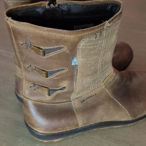Merrell Ashland Vee Leather Suede Waterproof Mid Calf Boots Tan Women’s 10 - Picture 4 of 12